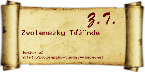 Zvolenszky Tünde névjegykártya
